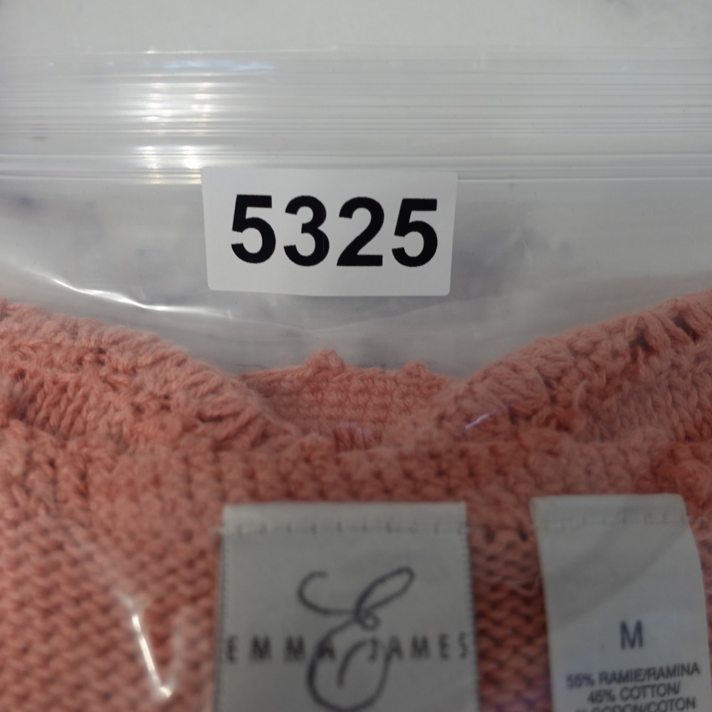 Vintage Crochet Knit Cardigan Coral Peach Medium Granny Cottage Ramie Pastel Top - Picture 9 of 9